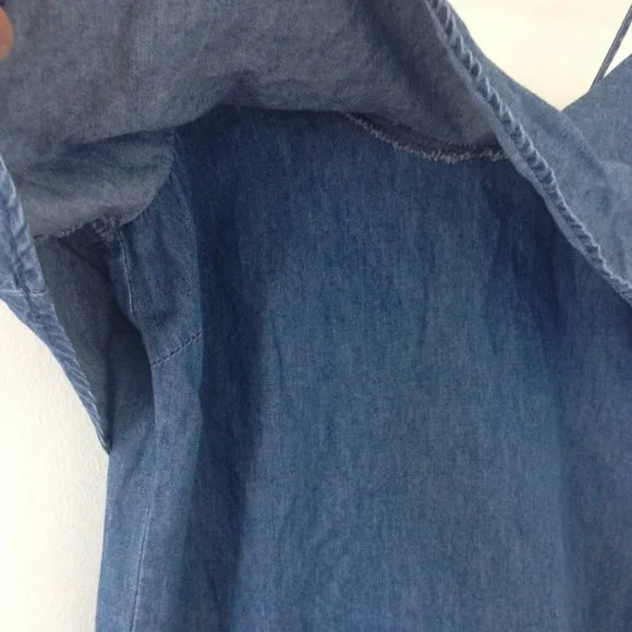 Denim Dress With Front Ruffle - Picture 7 of 13